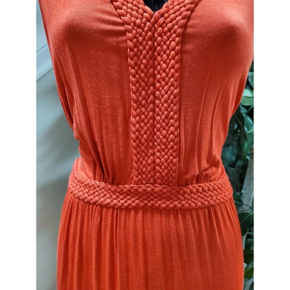 Spense Women's Solid Red Viscose V-Neck Sleeveless Long Maxi Dress Size X-Large - Picture 3 of 10